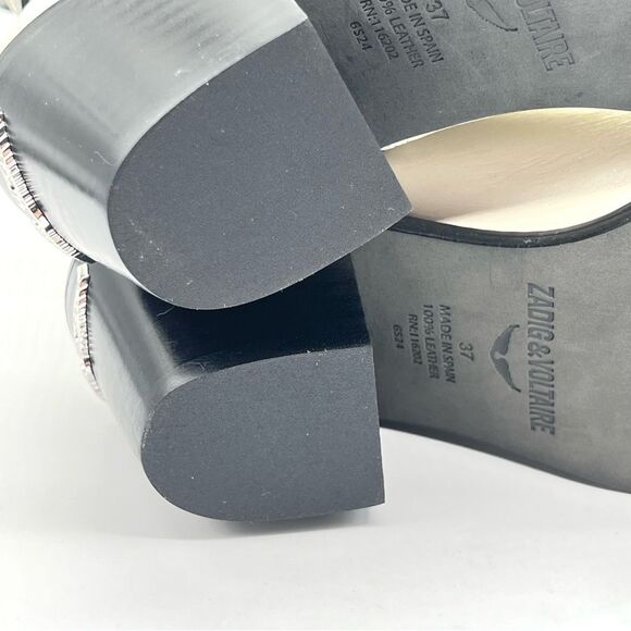 ZADIG & VOLTAIRE Size 37 7 Heritage Tyler Cecilia White Black Leather Boots NEW - Picture 12 of 15